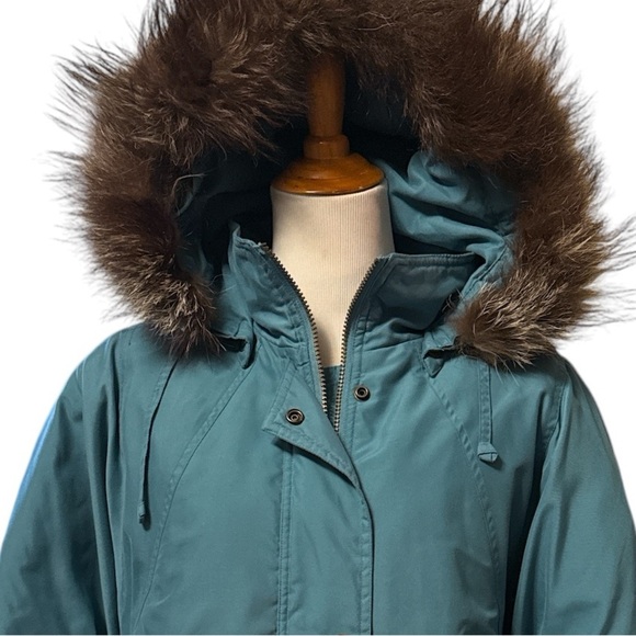 London Fog turquoise winter coat with removable hood and removable lining - Picture 2 of 11